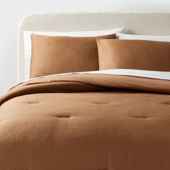 Threshold - Twin/Twin Extra Long Washed Cotton Sateen Comforte Brown - Picture 1 of 3